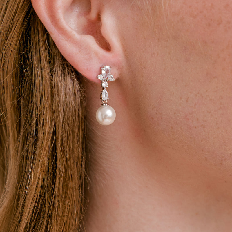 July crystal and pearl drop earrings - Liberty in Love