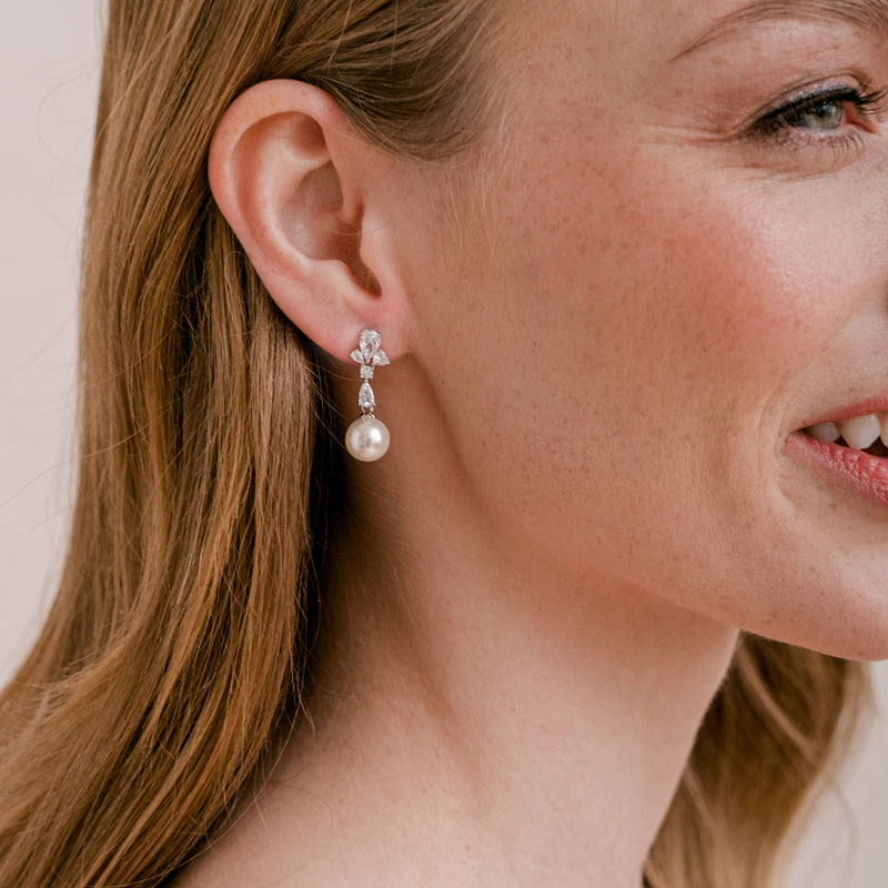 July crystal and pearl drop earrings - Liberty in Love