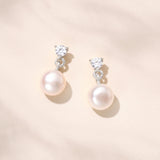 Kalani zirconia and pearl earrings (silver)