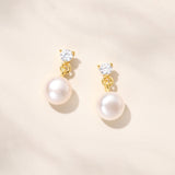 Kalani zirconia and pearl earrings (gold)