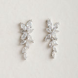 Kenzie crystal floral drop earrings (silver)