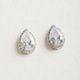 Large pear-cut CZ earrings (silver) - Liberty in Love