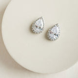 Large pear-cut CZ earrings (silver) - Liberty in Love