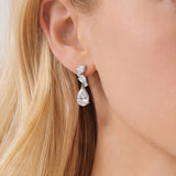 Ledbury pear cut zirconia drop earrings (silver)
