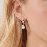 Ledbury pear cut zirconia drop earrings (gold)