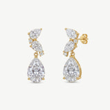 Ledbury pear cut zirconia drop earrings (gold)