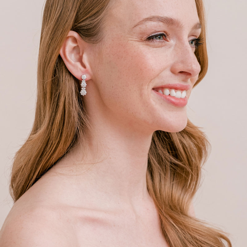 Lilly floral short drop crystal earrings - Liberty in Love
