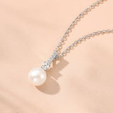 Linea zirconia and pearl pendant necklace (silver)