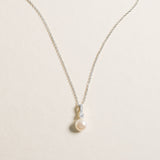 Linea zirconia and pearl pendant necklace (silver)