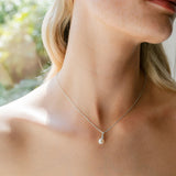 Linea zirconia and pearl pendant necklace (silver)