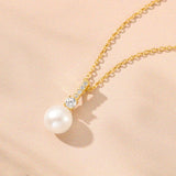 Linea zirconia and pearl pendant necklace (gold)