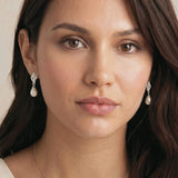Lisbon crystal embellished pearl drop earrings (silver) - Liberty in Love