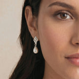 Lisbon crystal embellished pearl drop earrings (silver) - Liberty in Love