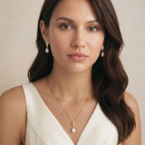 Lisbon crystal embellished pearl drop earrings (gold) - Liberty in Love