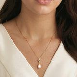 Lisbon crystal embellished pearl pendant necklace (gold) - Liberty in Love