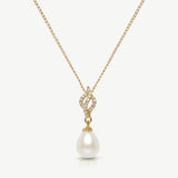 Lisbon crystal embellished pearl pendant necklace (gold) - Liberty in Love
