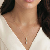 Lisbon crystal embellished pearl pendant necklace (silver) - Liberty in Love