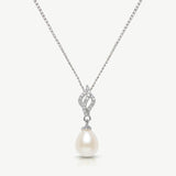 Lisbon crystal embellished pearl pendant necklace (silver) - Liberty in Love