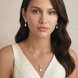 Lisbon crystal embellished pearl pendant necklace (silver) - Liberty in Love