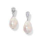 London baroque freshwater pearl and zirconia drop earrings (silver)