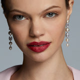 London mixed CZ and pearl linear earrings (silver)