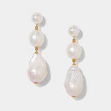 London triple pearl drop earrings (gold)