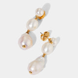 London triple pearl drop earrings (gold)