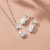Luce pear-cut crystal earrings and necklace set (silver)
