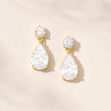Luce pear-cut crystal drop earrings (gold)