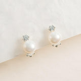 Lucerne zirconia pearl clip-on earrings (silver)