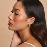 Lumera cushion-cut halo crystal and pearl drop earrings (silver)
