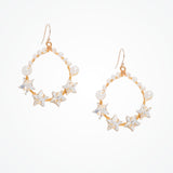 Lyra pearl and crystal star hoop earrings (gold) - Liberty in Love