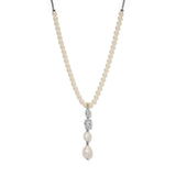 Madrid freshwater pearl drop Y necklace (silver)