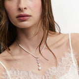 Madrid freshwater pearl drop Y necklace (silver)