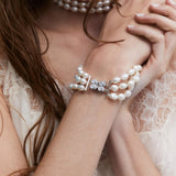 Madrid three-row freshwater pearl bracelet (silver)