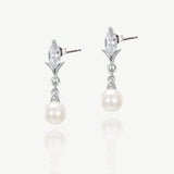 Malmo floral pearl drop earrings (silver) - Liberty in Love