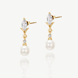 Malmo floral pearl drop earrings (gold) - Liberty in Love