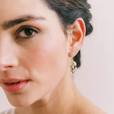 Marguerite crystal and pearl chandelier earrings (gold) - Liberty in Love