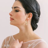 Marguerite crystal and pearl chandelier earrings (gold) - Liberty in Love
