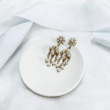Marguerite crystal and pearl chandelier earrings (gold) - Liberty in Love