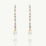 Melbourne crystal long pearl drop earrings (gold) - Liberty in Love