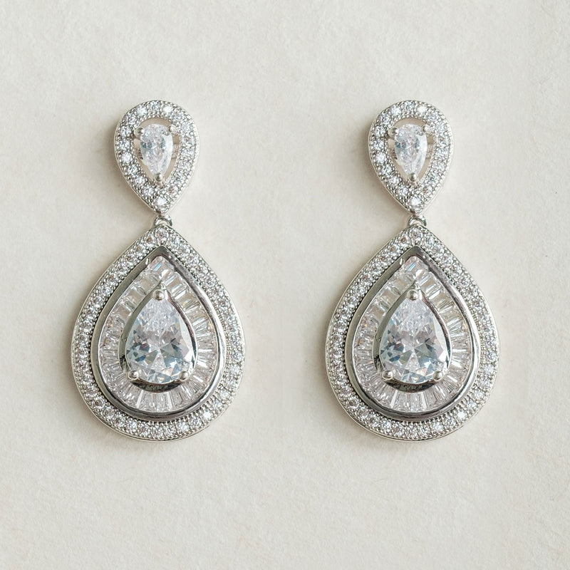 Montgomery crystal teardrop earrings (silver) - Liberty in Love