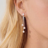 Montreal pearl tassel drop earrings (silver)