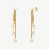 Montreal pearl tassel drop earrings (gold)
