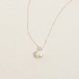 Nacre zirconia and pearl pendant necklace (silver)