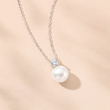 Nacre zirconia and pearl pendant necklace (gold)