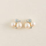 Naxos clustered pearl and zirconia earrings (silver)