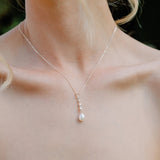 Nerida zirconia drop and pearl pendant necklace (silver)