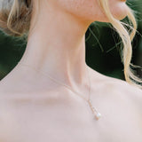 Nerida zirconia drop and pearl pendant necklace (silver)