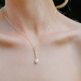 Nerida zirconia drop and pearl pendant necklace (gold)